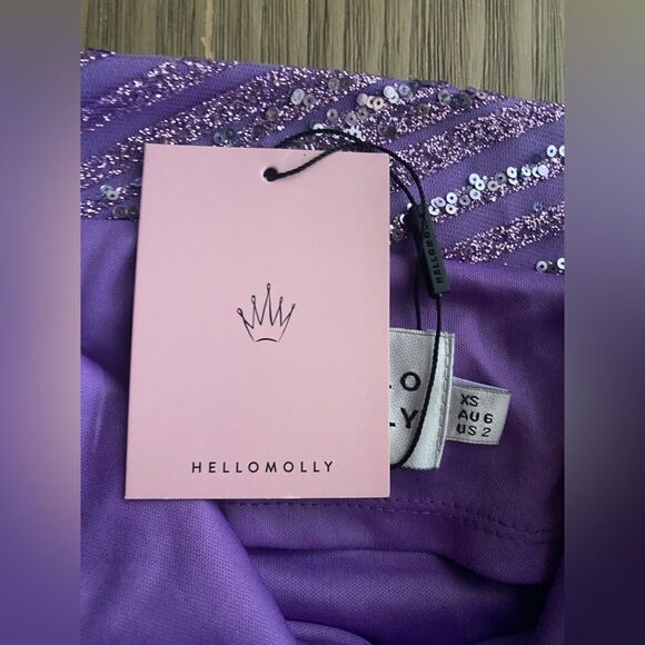 NWT Hello Molly Shimmering Star Sequin Mini Dress Purple  Sz XS Sleeveless - Picture 16 of 16